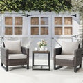 Belord Outdoor Bistro Set 3 Piece Outdoor Wicker Patio Chairs, Oversize Outdoor Rattan Seating Set, All-Weather Chairs Wicker Furniture with Metal Side Table and Removable Cushion for Outside, Brown