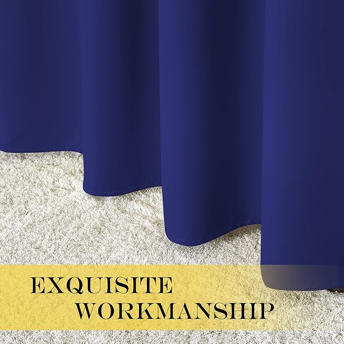 NICETOWN Blackout Window Curtain 95 inch Length - Room Darkening Thermal Insulated Grommet Large Window Treatment Light Blocking for Bedroom/Doorway (Navy Blue, 1 Panel, W52 x L90)