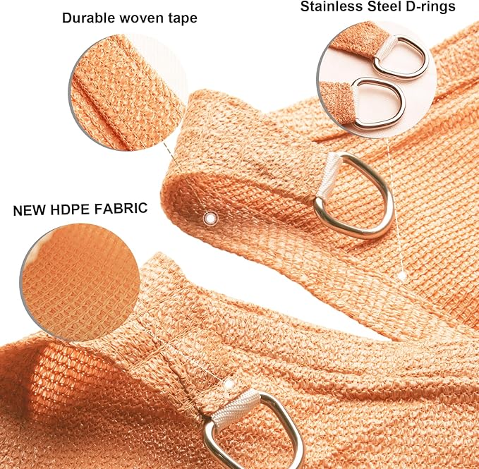 SUNLAX Sun Shade Sail 7' x 15' Peach Fuzz Rectangle Canopy Sail Shade Cover UV Block Permeable Sunshade Outdoor for Patio Backyard Deck Pergola (We Make Custom Size)