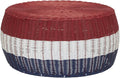 Household Essentials Handwoven Resin Ottoman Table, Red, White and Blue