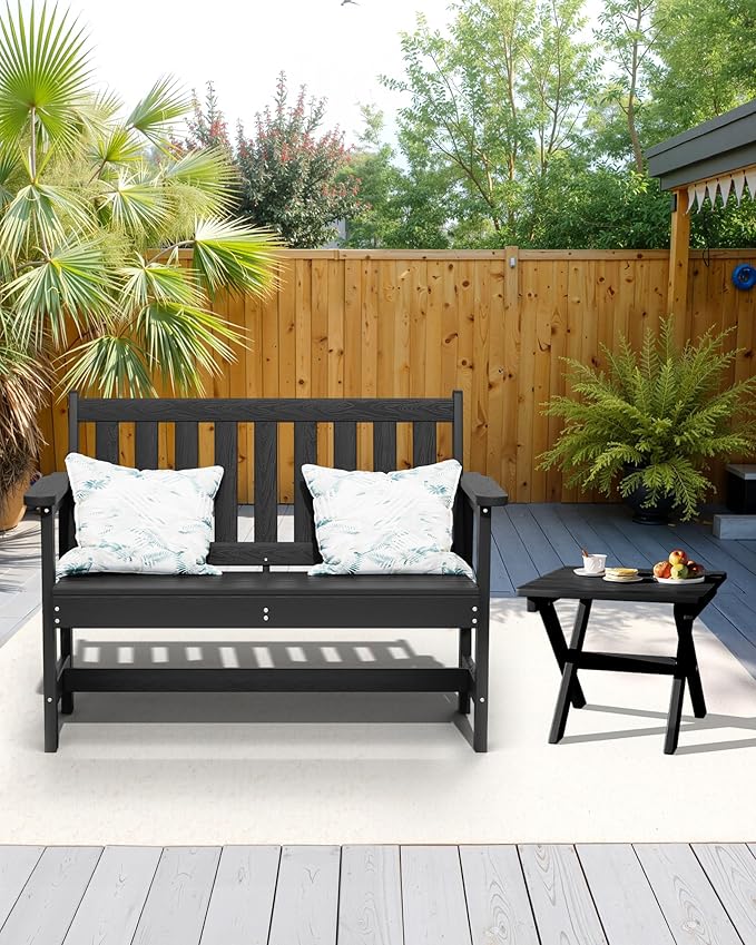 SERWALL Folding Outdoor Side Table Set of 4, Small Adirondack Side Table, Black