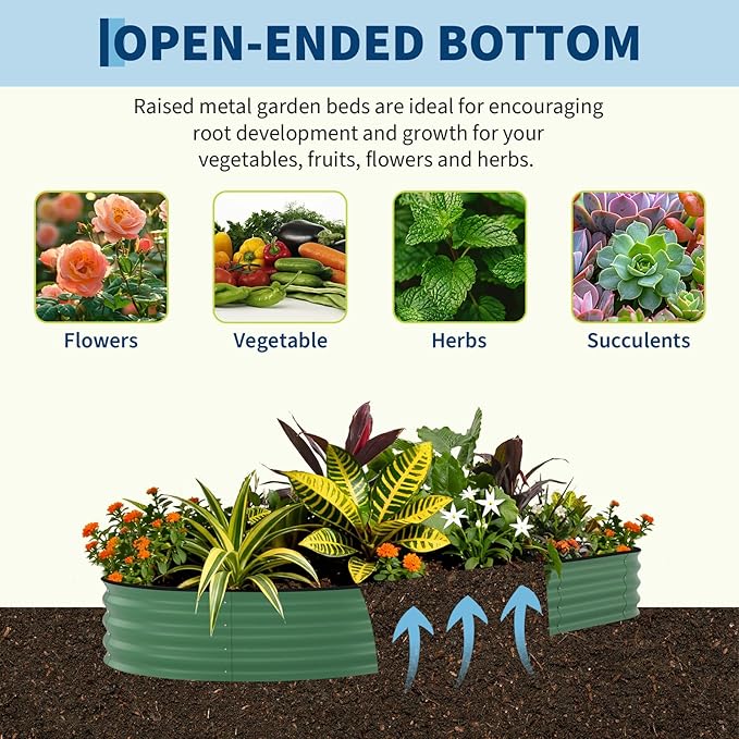 Garvee Galvanized Raised Garden Bed Outdoor, 8x4x1.5 ft Metal Planter Box for Flowers Vegetables, Rust-Resistant Raised Garden Beds for Gardening, Easy Assembly Outdoor Garden Box & Planters, Green