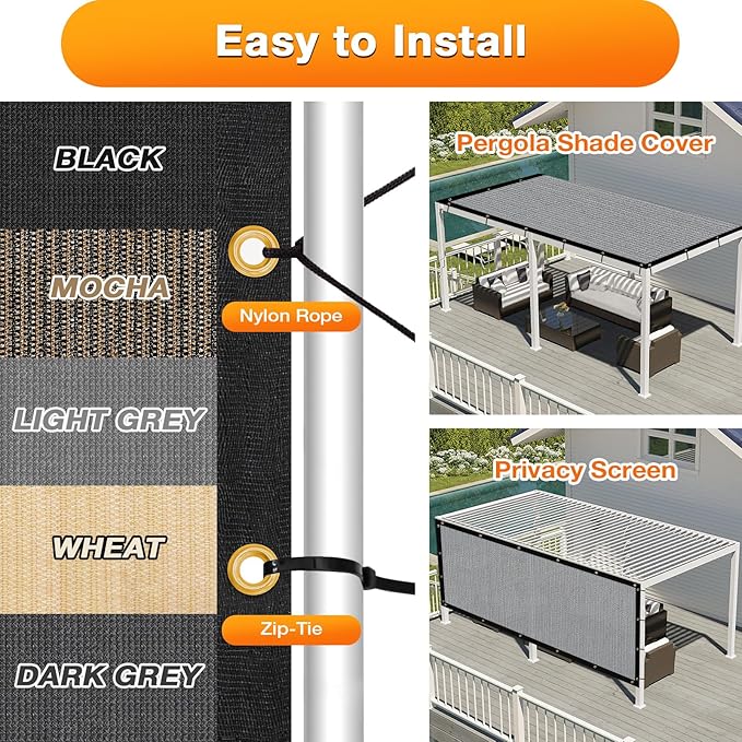 Artpuch Outdoor Pergola Shade Cover 19x24 FT Sun Shade Cloth with Grommets Light Grey 90% UV Protection Canopy Patio Privacy Screen (Customized Available)