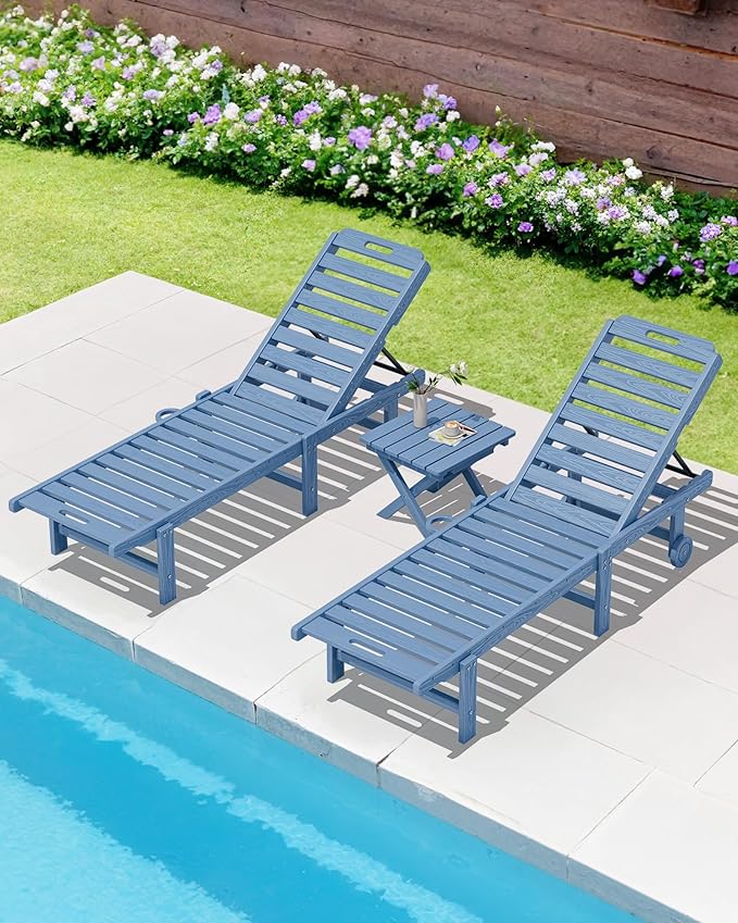 SERWALL Folding Outdoor Side Table Set of 6, Adirondack End Table, Navy