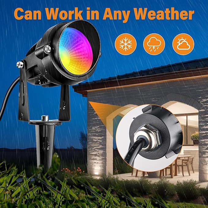 Low Voltage RGBW LED Landscape Lights Spot Lights Outdoor for Yard Garden Decor Spotlight, 12V-24V Low Voltage Landscape Lighting with 16 Color Changing and Remote IP68 Waterproof (12)