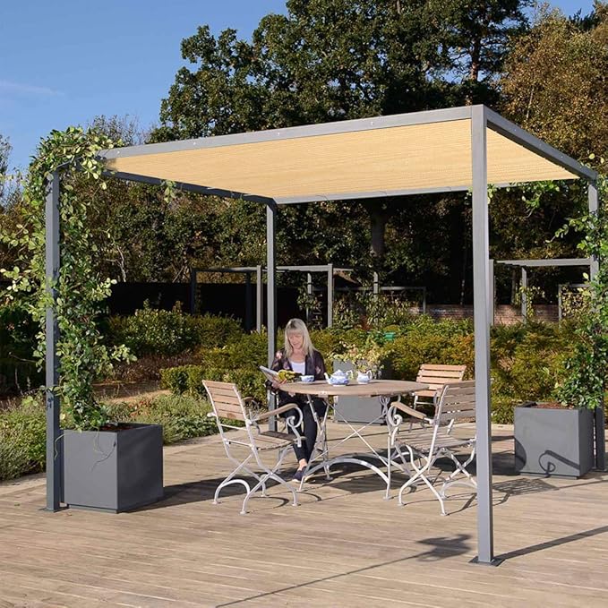 Eden's Decor Straight Flat-Edged Sun Shade Sail Rectangular 6' x 13' Beige UV-Blocking Outdoor Canopy Fabric Cloth Awning for Pergola Patio Garden Backyard Custom Size