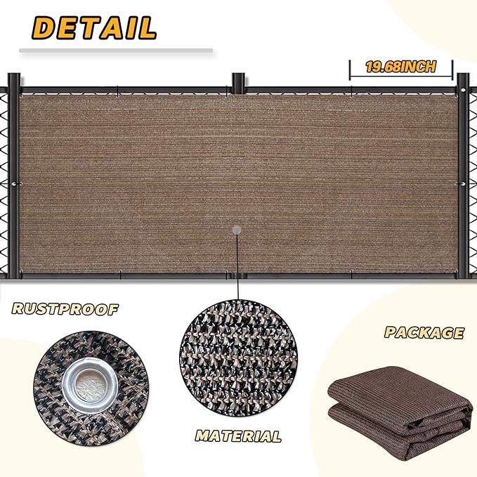 LOVE STORY Balcony Privacy Screen, 3'x12' Deck Shield Screen Fence Cover,UV Protection and Weather-Resistant,3 FT Height for Deck, Patio, Backyard, Outdoor Pool, Porch, Railing, Brown