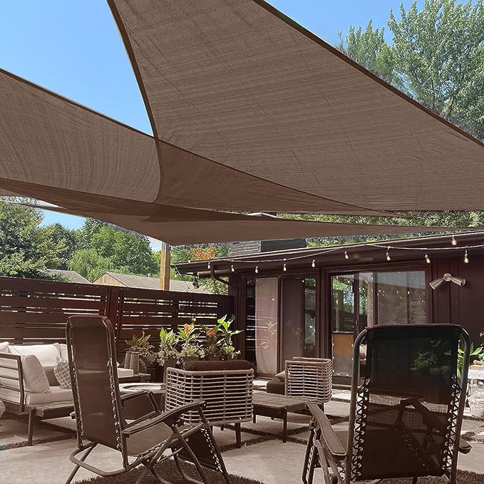 LOVE STORY Custom Size 7'x9'x11.4' Brown Sun Shade Sail Right Triangle Sunhsade Fabric Awning Canopy for Patio Backyard Carport Pergola (Customized)