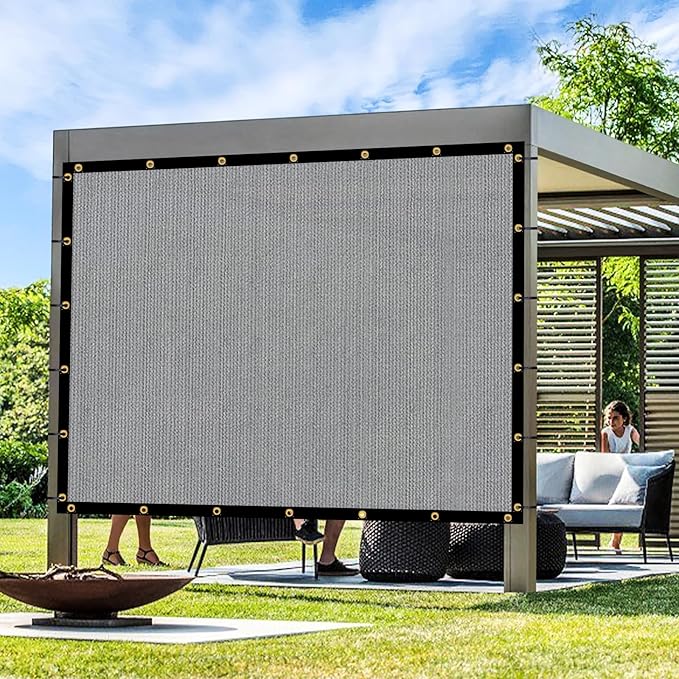 Artpuch Outdoor Pergola Shade Cover 10x14 FT Sun Shade Cloth with Grommets Light Grey 90% UV Protection Canopy Patio Privacy Screen (Customized Available)