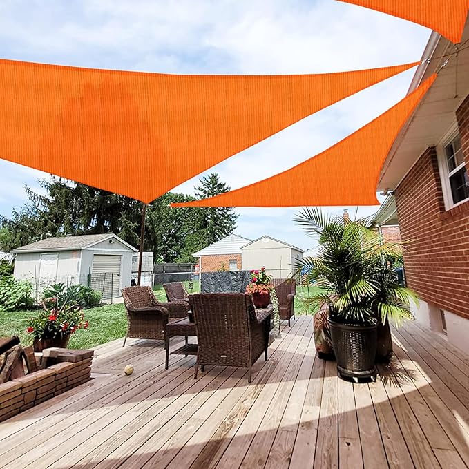 Patio Paradise 23' x 23' x 23' Sun Shade Sail Triangle Canopy Shade Cloth Fabric Sunlight Block Patio Pergola Cover HDPE Deck Awning for Outdoor Backyard Roof Shading, Orange