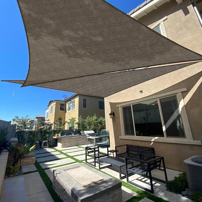 SUNLAX Sun Shade Sail 8' x 16' x 17.9' Brown Rectangle Canopy Sail Shade Cover UV Block Permeable Sunshade Outdoor for Patio Backyard Deck Pergola (We Make Custom Size)
