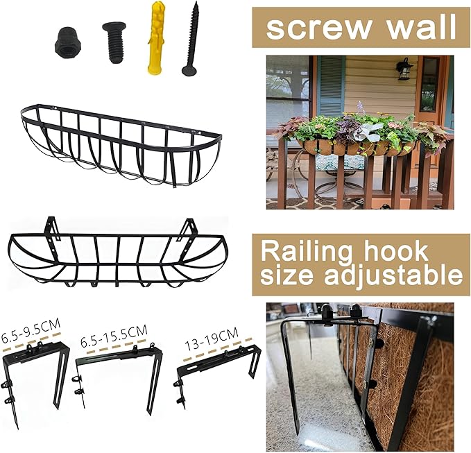 2pack 30-inch Window Sill Window Railing Planters with Cocoa Liner for Outdoor Balconies, Porches, Fences, Patio Railings