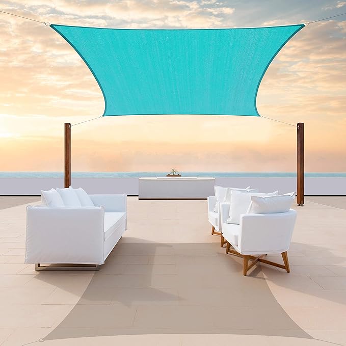ColourTree TAPR1616 Custom Size 9' x 10' Turquoise Sun Shade Sail Canopy UV Block UPF50 Rectangle - Commercial Standard Heavy Duty - 190 GSM - 3 Years Warranty