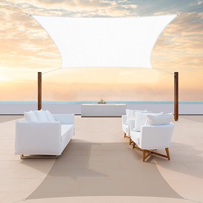 ColourTree TAPR1616 Custom Size 10' x 14' White Sun Shade Sail Canopy UV Block UPF50 Rectangle - Commercial Standard Heavy Duty - 190 GSM - 3 Years Warranty
