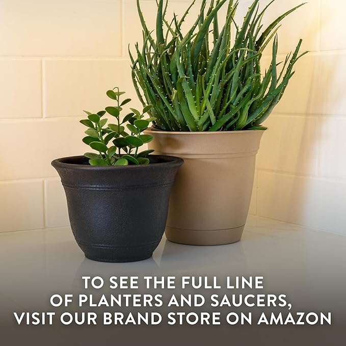 The HC Companies Sierra Round Self-Watering Pot - Lightweight Plastic Planter for Herbs & More - Durable Plant Pots for Indoor Plants & Outdoor Plants (16” Celtic Bronze, Pack of 1)