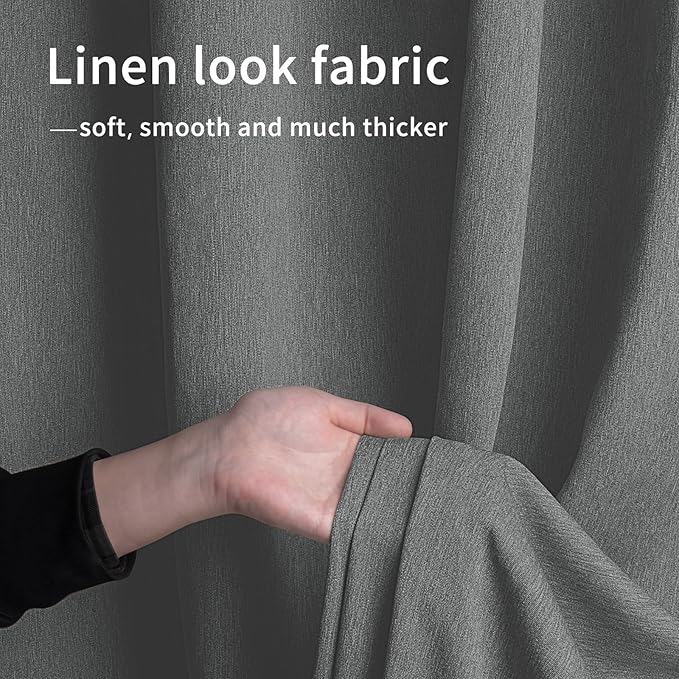 Easy-Going Linen Look Outdoor Curtains Waterproof Windproof Porch Curtains, Soft Thicken Outdoor Privacy Curtains for Patio, Gazebo, Grommet Top and Tab Bottom Drape, 1 Panel, 54x96 inch, Dark Grey
