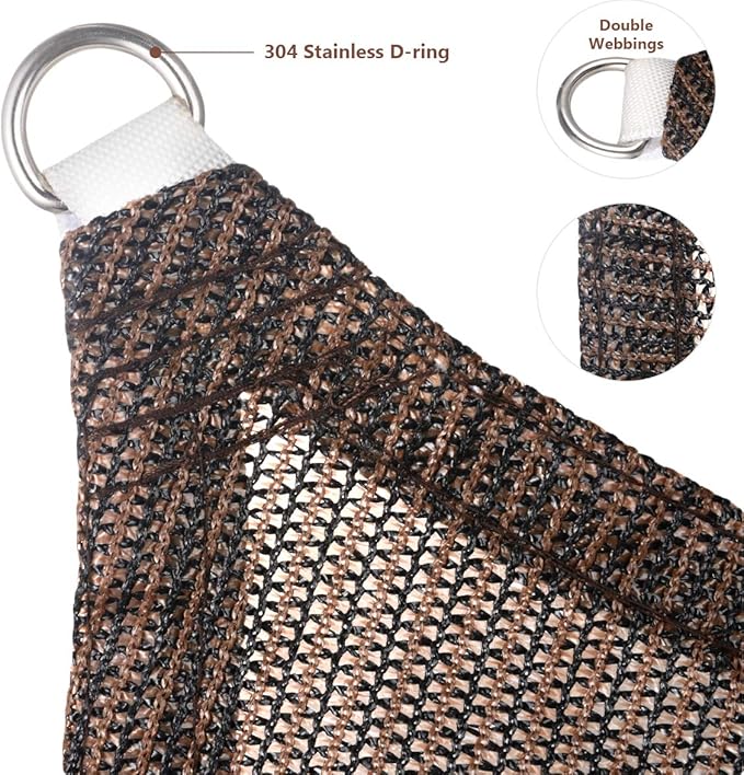 Eden's Decor Straight Flat-Edged Sun Shade Sail Rectangular 16' x 22' Brown UV-Blocking Outdoor Canopy Fabric Cloth Awning for Pergola Patio Garden Backyard Custom Size
