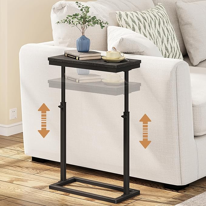 TUTOTAK End Table, Side Table, Tall Couch Table, Sofa Table, Living Room, Bed Room, Black TB01BK083