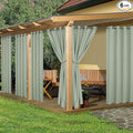 HolidayIdeas Outdoor Curtains for Patio Waterproof, 6 Panels - 54x95 Inches - Weatherproof Privacy Outsides Curtains for Cabana Porch Pergola, Sunlight & UV Blocking (SageGreen, Grommet Top)