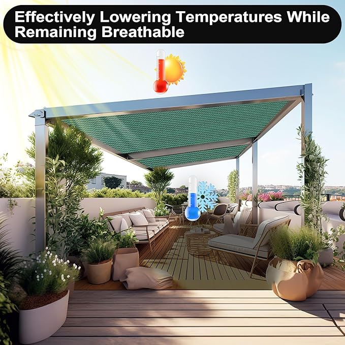 Artpuch 90% Sun Shade Cloth, 12 x 12 FT Pergola Shade Cover Canopy with Grommets, Sun Screen Fabric Tarp for Patio, Outdoor, Garden, Backyard, Green