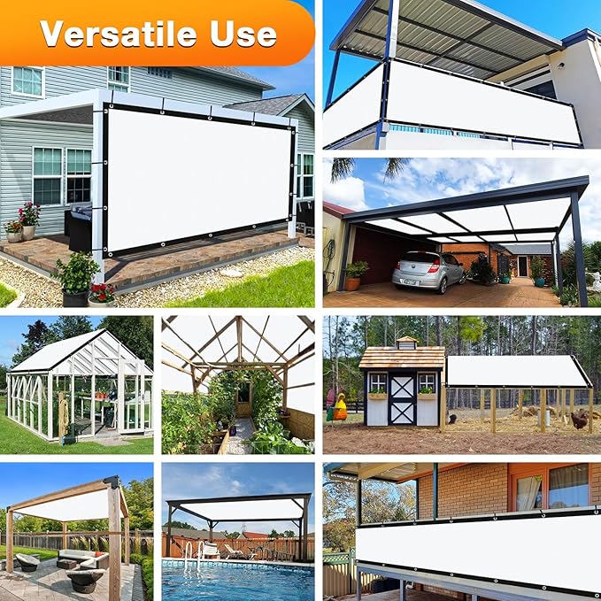 Artpuch Outdoor Pergola Shade Cover 4' X 11' Sun Shade Cloth with Grommets, 90% UV Protection Canopy Patio Privacy Screen (Customized Available) GN107, White