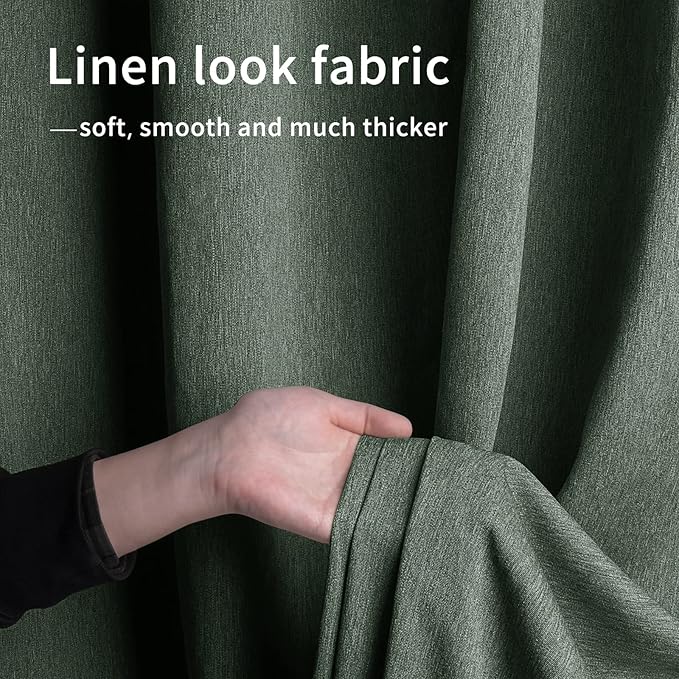 Easy-Going Linen Look Outdoor Curtains Waterproof Windproof Porch Curtains, Soft Thicken Outdoor Privacy Curtains for Patio, Gazebo, Grommet Top and Tab Bottom Drape, 1 Panel, 54x84 inch, Sage Green