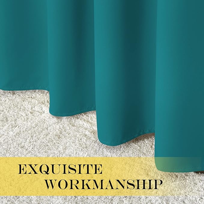 NICETOWN Small Blackout Curtain for Bedroom - Grommet Thermal Insulated Short Window Treatment Room Darkening Thermal Curtain Privacy for Bathroom (Peacock Teal, W52 x L45, 1 Panel)