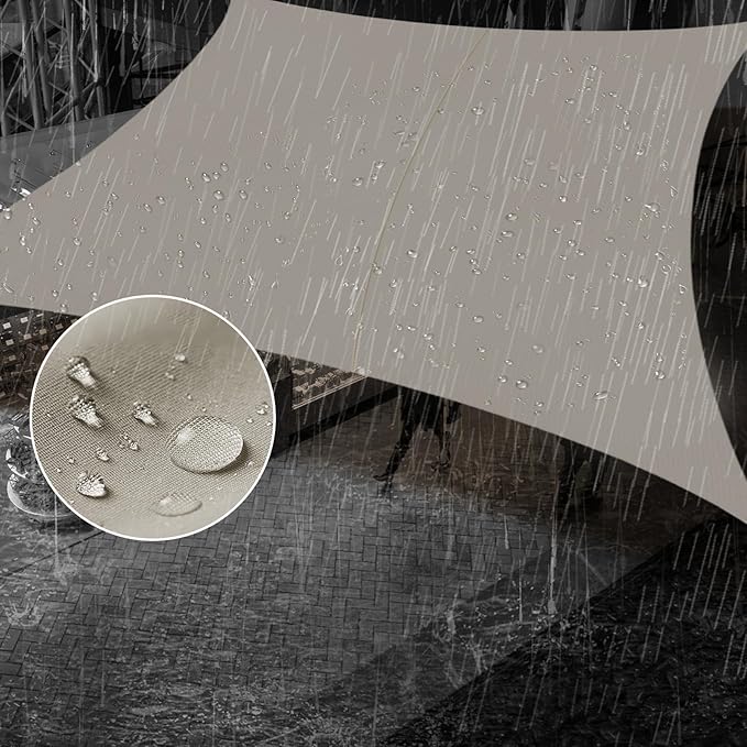 SUNNY GUARD Waterproof Sun Shade Sail 6' x 6' Taupe Rectangle UV Block Sunshade for Backyard Yard Deck Patio Garden Outdoor Activities and Facility(Customized)