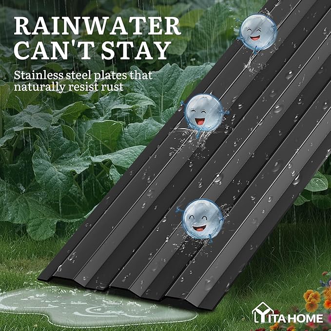 YITAHOME 8x4x1ft 2pcs Large Raised Garden Bed Kit, Galvanized Metal Planter Box with Gloves, Ground Nails & Safety Rubber, Outdoor Above Ground Planters for Plants Vegetables Flowers, Black