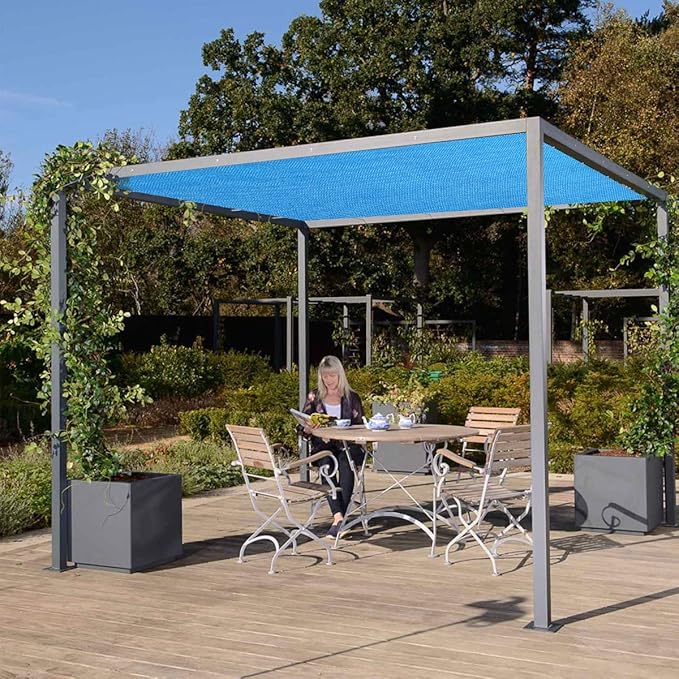 Eden's Decor Straight Flat-Edged Sun Shade Sail Rectangular 10' x 15' Blue UV-Blocking Outdoor Canopy Fabric Cloth Awning for Pergola Patio Garden Backyard Custom Size