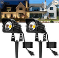 Dusk to Dawn Outdoor Lighting, 15W Spot Lights Outdoor with Photocell Sensor, 3000K Warm White Landscape Lighting IP65 Waterproof LED Spotlight for Garden Yard Flag Tree, 5.91FT Cable, US Plug