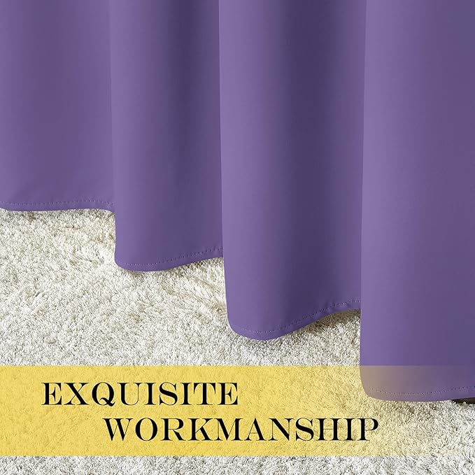 NICETOWN Blackout Lilac Purple Curtain 84 inches Long, Energy Saving Thermal Drape Grommet Sound Reducing Light Blocking Window Treatment for Baby Nursery Bedroom, 1 Panel, W100 x L84