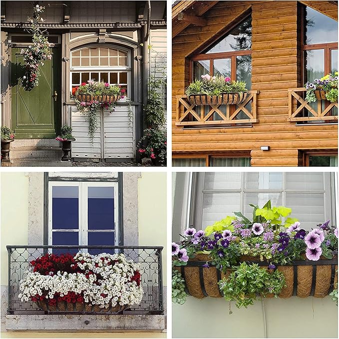 2pcs 48" Garden Coconut Planter Liners Preformed Window Box Liners Natural Trough Coco Liner Coir Mats (48 inch)