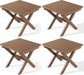 SERWALL Folding Outdoor Side Table Set of 4, Small Adirondack Side Table, Brown