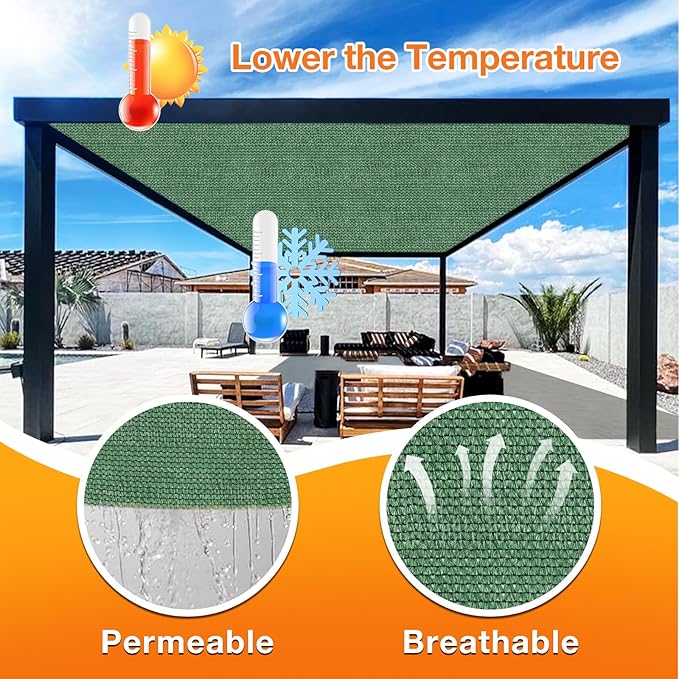 Artpuch Outdoor Pergola Shade Cover 14' X 20' Sun Shade Cloth with Grommets, 90% UV Protection Canopy Patio Privacy Screen (Customized Available) GN107, Green
