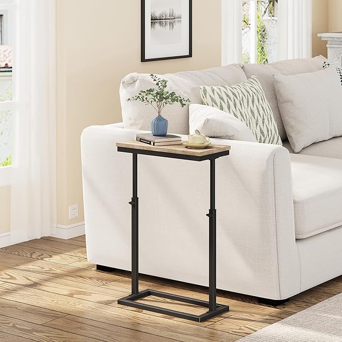 TUTOTAK End Table, Side Table, Tall Couch Table, Sofa Table, Living Room, Bed Room, Greige TB01BG0832