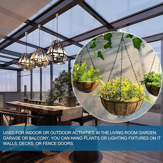 ONIKK Ceiling Hooks for Hanging Plants (2 PCS White), Heavy Duty Metal Plant Hooks, Screw in Hooks for Hanging Birdfeeders, Lamps, Planters, Indoor Outdoor Wall Baskets Hooks up to 33 lbs