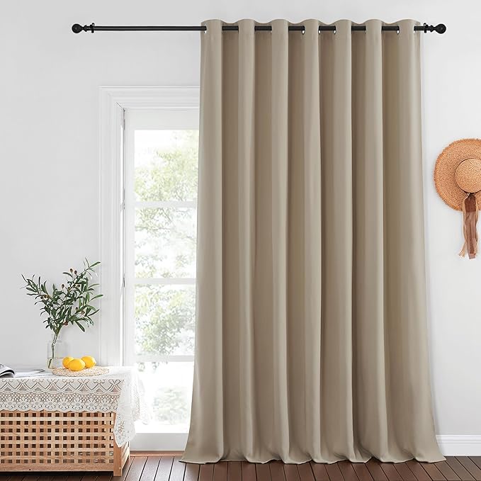 NICETOWN Patio Door Curtain Sound Blocking, Bedroom Privacy Room Divider Curtain, Thermal Insulated Blackout Closet Sliding Door Shade (1 Panel, 100" Wide x 120" Long, Taupe)