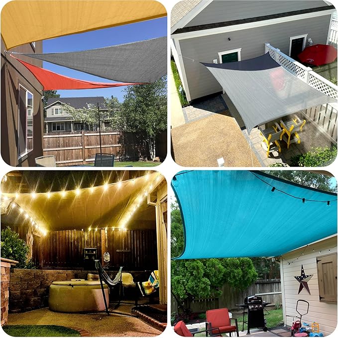 SUNLAX Sun Shade Sail 11' x 12' Dark Grey Rectangle Canopy Sail Shade Cover UV Block Permeable Sunshade Outdoor for Patio Backyard Deck Pergola (We Make Custom Size)