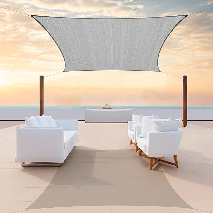 ColourTree TAPR1616 Custom Size 6' x 19' Grey Sun Shade Sail Canopy UV Block UPF50 Rectangle - Commercial Standard Heavy Duty - 190 GSM - 3 Years Warranty