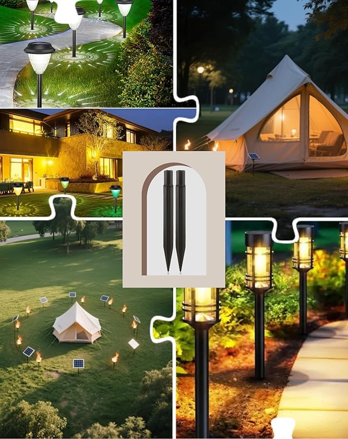 8.25" Reinforced ABS Plastic Solar Ground Spikes - Durable Solar Light Replacement Stakes for Garden, Pathway, Deck, Camping, Christmas Lights (Fits 0.83" Inside Diameter) (Black-1 Pack)