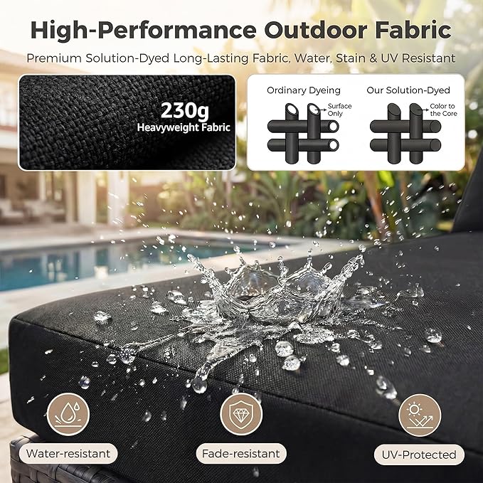 NICESOUL 8 Piece Outdoor Patio Set, 29.3'' High Back Extra Large Wicker Patio Furniture, Deep Seating Comfy L Shaped Modular Sectional Set of 8, Modern Wide Conversation, 2 Color Cushion Black & Gray