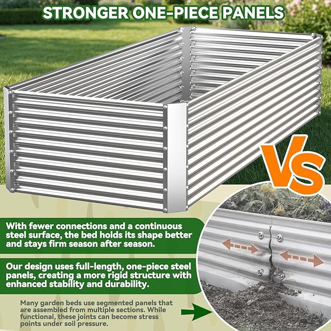 3 Pack Tall 4x2x1.5FT Raised Beds for Gardening, Corrugated Galvanized Steel Raised Garden Bed, Outdoor Metal Above Ground Garden Bed for Vegetables and Flowers(Rectangular)