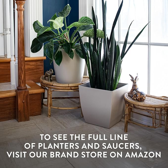 The HC Companies Aria Round Self-Watering Pot - Lightweight Plastic Planter for Herbs & More - Durable Plant Pots for Indoor Plants & Outdoor Plants (10" Glossy Avocado, Pack of 2)