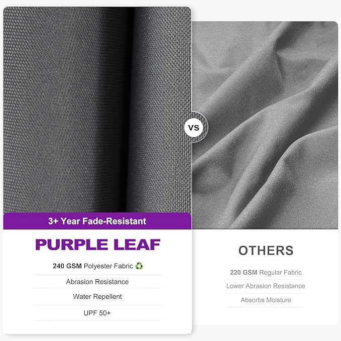 PURPLE LEAF 10 Feet Patio Umbrella Outdoor Cantilever Solar Powered LED Swivel Square Umbrella Aluminum Offset Umbrella with 360-degree Rotation for Garden Deck Pool Patio Light Grey