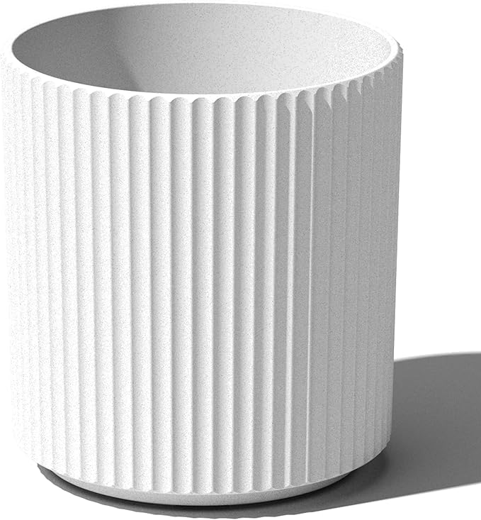 Veradek Demi Series Round Planter for Porch, Patio, Backyard | Durable Plastic-Concrete Material | Modern Décor for Tall Plants, Flowers