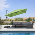 PURPLE LEAF 10 Feet Patio Umbrella Outdoor Cantilever Square Umbrella Aluminum Offset Umbrella with 360-degree Rotation for Garden Deck Pool Patio Apple Green