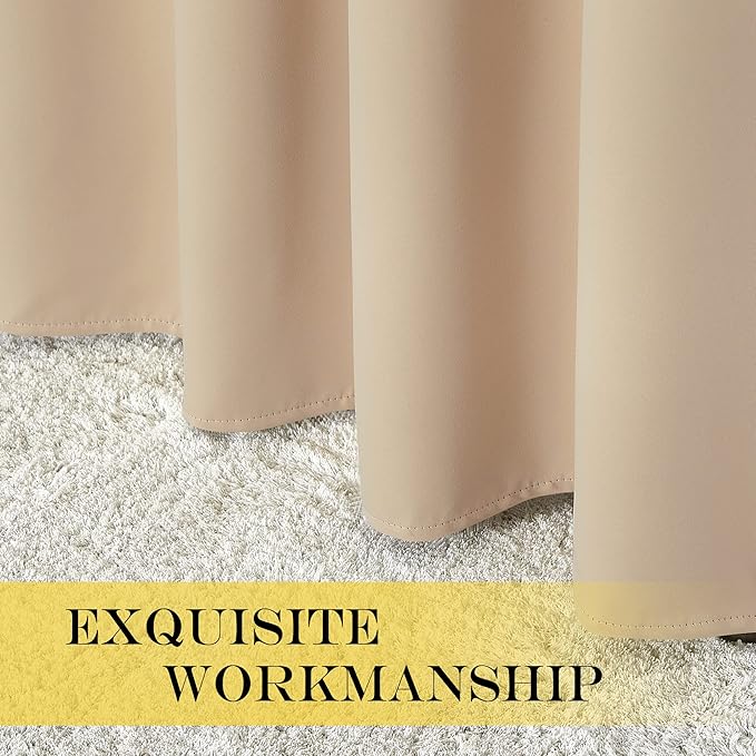 NICETOWN Doorway Curtain & Drape 78 inches Long - Grommet Thermal Insulated Privacy Blackout Window Treatment Soundproof for Bedroom/Living Room (Biscotti Beige, 1 Panel, W52 x L78)