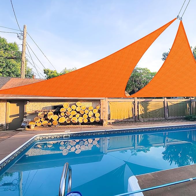 E&K Sunrise 12' x 12' x 12' Sun Shade Sail Triangle Canopy Shade Cover UV Block for Patio Backyard Garden Outdoor (Orange)
