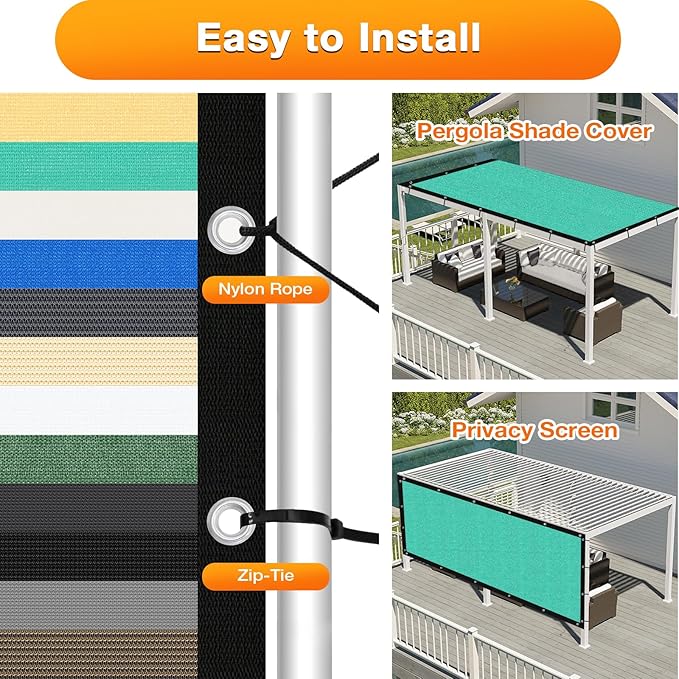 Artpuch Outdoor Pergola Shade Cover 4' X 7' Sun Shade Cloth with Grommets, 90% UV Protection Canopy Patio Privacy Screen (Customized Available) GN107, Turquoise